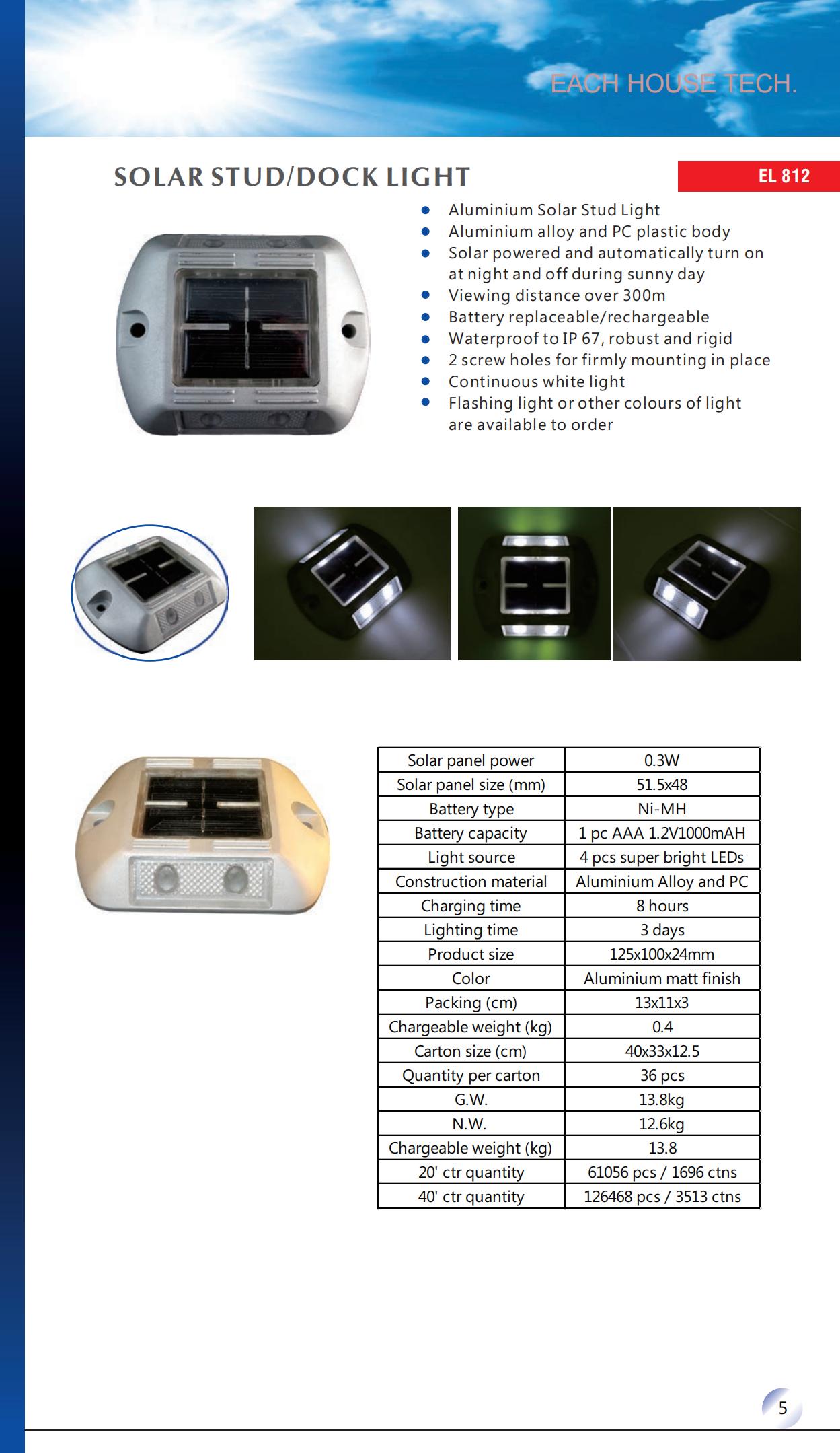 SOLAR STUD DOCK LIGHT